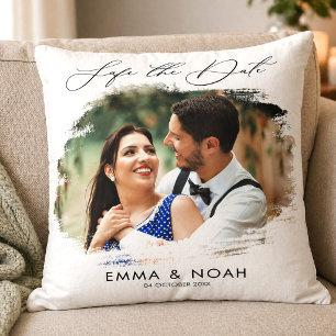 Modernes Schwarzes handgeschriebenes Foto Save the Kissen