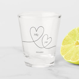 Modernes Schwarzes Herz Kalligrafie-Skript Hochzei Schnapsglas