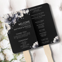 Modernes Schwarzes Hochzeitsprogramm für Blumenblu