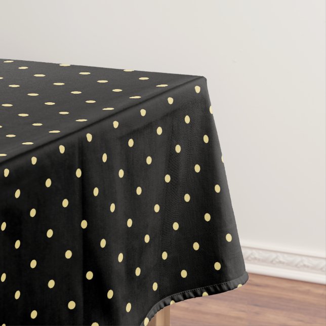 Modernes Schwarzes Imitat Gold Polka Dots Muster Tischdecke (Beispiel)