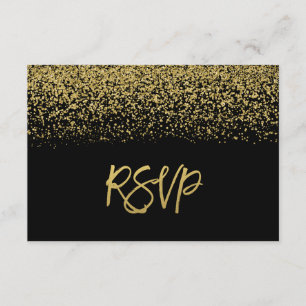 Modernes schwarzes Imitat-GoldGlitzer UAWG RSVP Karte