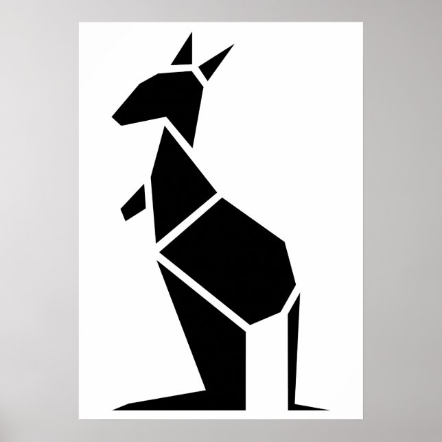 Modernes, schwarzes Känguru-Symbol Poster (Vorne)
