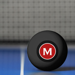 Modernes Schwarzes Klassisches Rotes Monogramm Tischtennisball