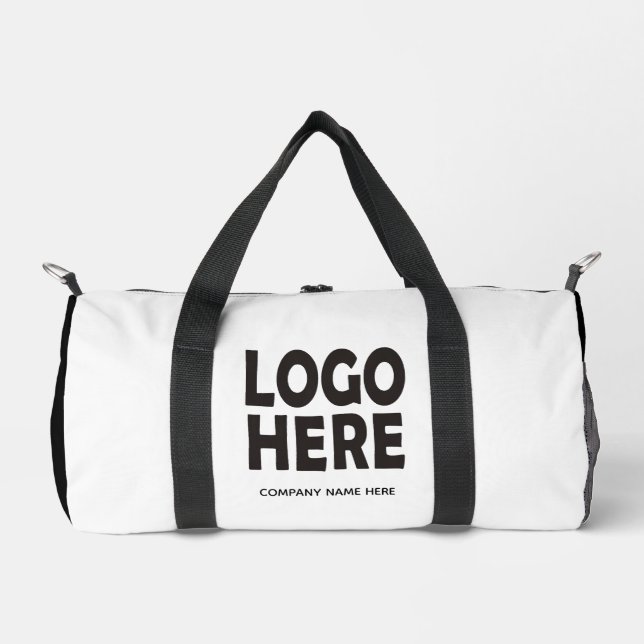 Modernes, schwarzes Logo Duffle Bag (Vorderseite)