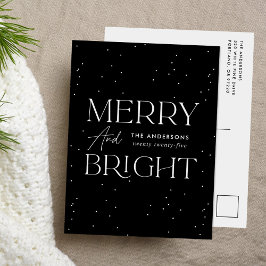 Modernes Schwarzes Merry und Helles Non-Foto Feiertagspostkarte