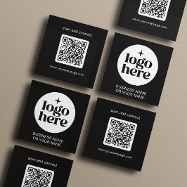 Modernes Schwarzes Minimal QR-Code-Logo Quadratische Visitenkarte