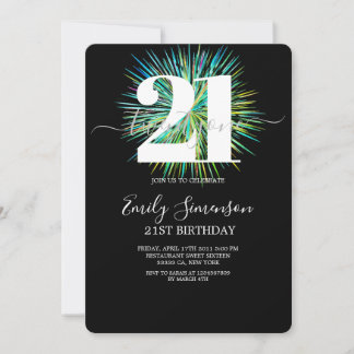Modernes Schwarzes Minimalistisch 21. Geburtstag E Einladung