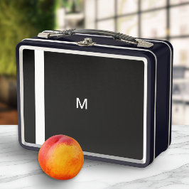 Modernes Schwarzes Minimalistisch Mit Monogramm Metall Brotdose