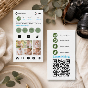 Modernes Schwarzes Minimalistisches Instagram-QR-C Visitenkarte