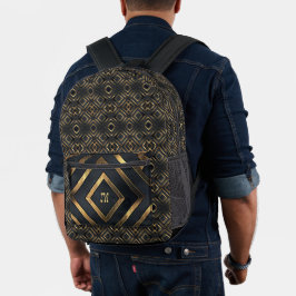 Modernes Schwarzes Mit Monogramm Bedruckter Rucksack