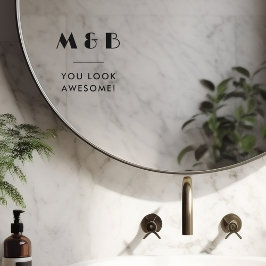 Modernes Schwarzes Monogramm Hochzeitsbad Mirror Fensteraufkleber