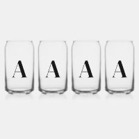 Modernes Schwarzes Monogramm Initial Can Glass Set