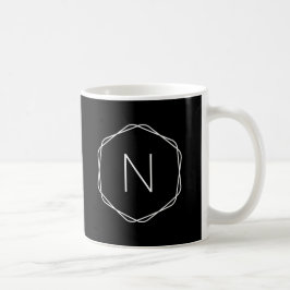 Modernes Schwarzes Monogramm-Oktagon Kaffeetasse