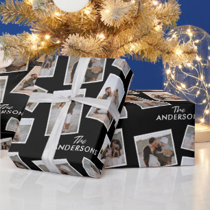Modernes Schwarzes Multi-Foto-Sortiment Geschenkpapier