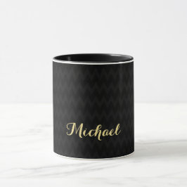Modernes Schwarzes Muster Elegante Imitat Gold Ind Tasse