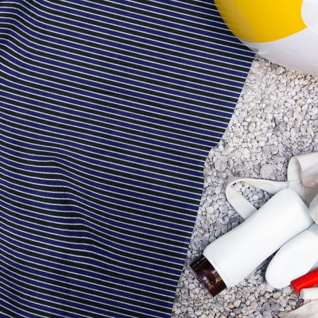 Modernes schwarzes Navy-Blau-Streifenmuster Strandtuch (Von Creator hochgeladen)