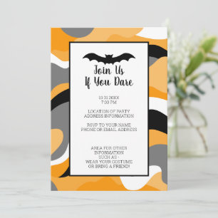 Modernes Schwarzes, orange Weiß Halloween-Party Einladung