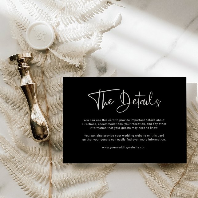 Modernes Schwarzes Overlay | Angaben zur Hochzeit Begleitkarte (Von Creator hochgeladen)