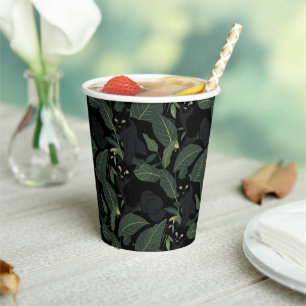 Modernes schwarzes Panther-Muster Pappbecher