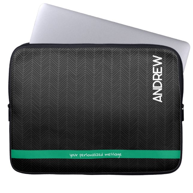 Modernes Schwarzes Personalisiert Laptopschutzhülle (Vorderseite)