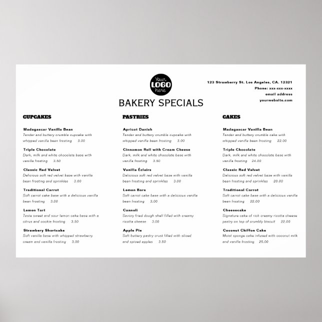 Modernes schwarzes professionelles Restaurant-Logo Poster (Vorne)