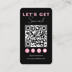Modernes Schwarzes Rosa Verbinden Sie uns mit QR-C Visitenkarte