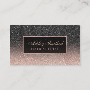 Modernes schwarzes RosengoldGlitter Chic ombre Visitenkarte