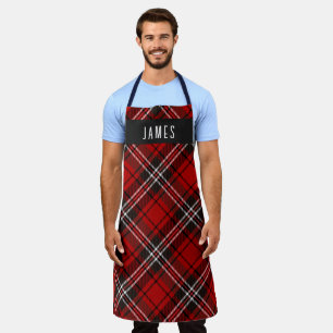 Modernes Schwarzes Rotes Tartan Kariert Personalis Schürze