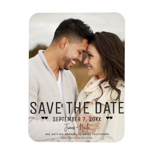 Modernes Schwarzes Save the Date Hochzeitsszitat F Magnet (Vertikal)