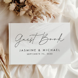 Modernes Schwarzes Script-Foto Hochzeit Gästebuch