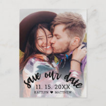 Modernes Schwarzes Script-Foto Hochzeit Rettete un