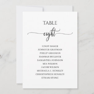 Modernes Schwarzes Skript Tischnummer 8 Seekarte