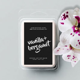 Modernes, schwarzes Sojawachs schmilzt Label Lebensmitteletikett