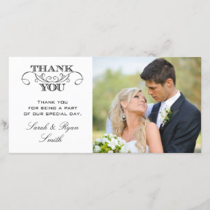 Modernes schwarzes u. weißes Hochzeits-Foto danken Dankeskarte