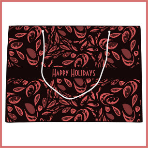 Modernes schwarzes, warmes rotes Teardrop-Muster Große Geschenktüte