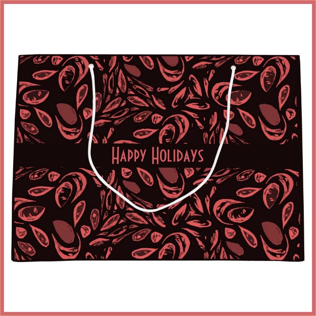 Modernes schwarzes, warmes rotes Teardrop-Muster Große Geschenktüte (Von Creator hochgeladen)