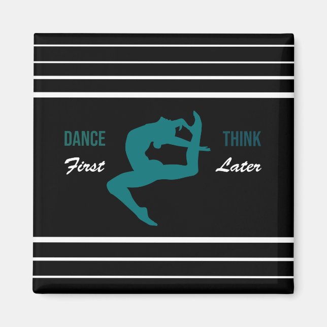 Modernes schwarzes, weißes und Aquamarines Tanzang Magnet (Vorne)