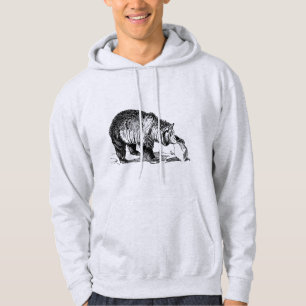 Modernes schwarzes Wildtier für ihn hellgrau Hoodie