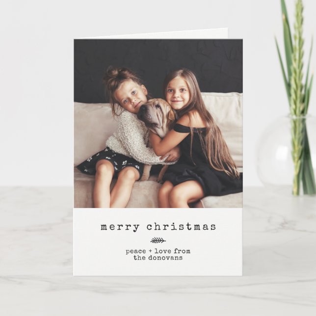 Modernes Schwarzweiss-Feiertags-Foto der Feiertagskarte (Vorderseite)