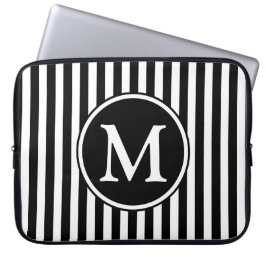 Modernes Schwarzweiß-Weiß-Monogramm Laptopschutzhülle