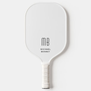Modernes Schwarzweiß-Weiß-Monogramm Pickleball Schläger