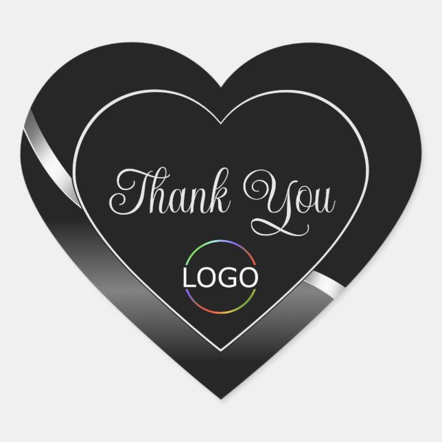 Modernes Schwarzweißsilber mit Logo Niedlich Viele Herz-Aufkleber (Vorderseite)