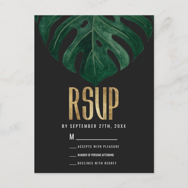 Modernes Schweizer Tropenkäse Leaf Gold UAWG Postkarte (Vorderseite)