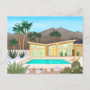 Modernes Schwimmbad House Blank aus dem Mittelalte Postkarte