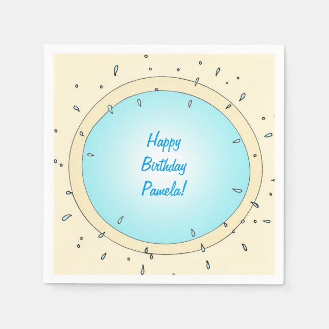 Modernes Schwimmbad Personalisiert zum Geburtstag  Serviette (Vorderseite)