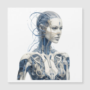 Modernes Sci-fi-Cyborg-Mädchen Magnetkarte