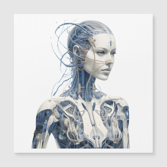 Modernes Sci-fi-Cyborg-Mädchen Magnetkarte (Vorderseite)