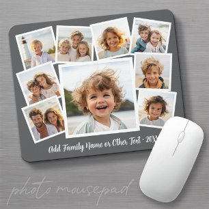 Modernes Scrapbook 9 Foto-Collage Blau Weiße Schri Mousepad