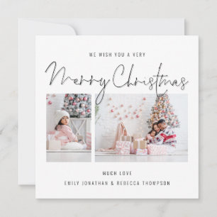 Modernes Script 2 Foto Frohe Weihnachtskarte Mitteilungskarte