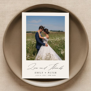 Modernes Script 2 Foto Hochzeit Dankeskarte